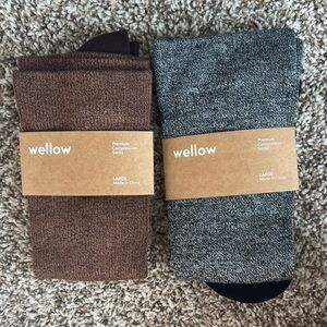 NWT! Wellow Premium Compression Socks - Brown and Gray Sz LARGE 10-12W; 9.5-13M